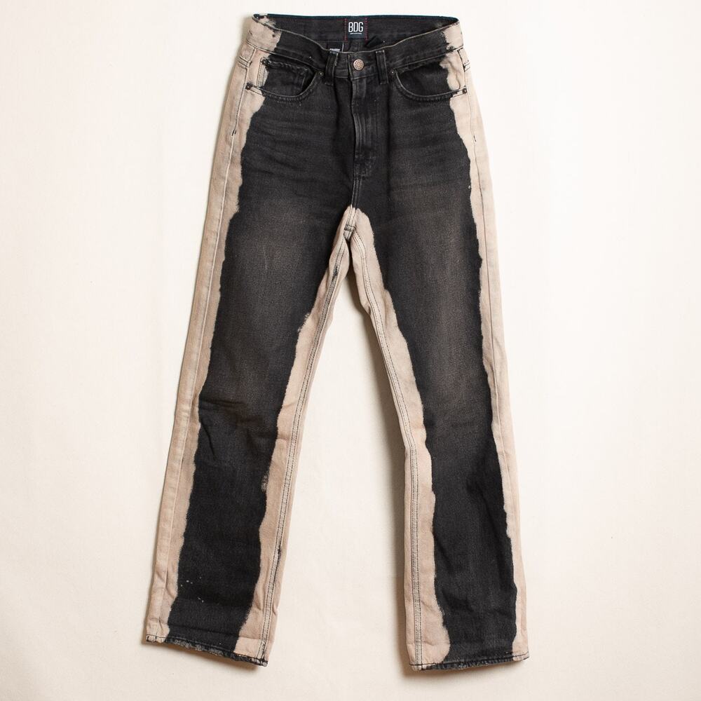 BDG Urban Outfitters Cowboy Jean Black Bleached Two-Tone Size 26 Baggy Straight